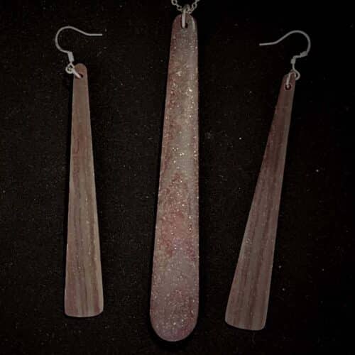 Aroha Stone Pendant and Fan Earring Set