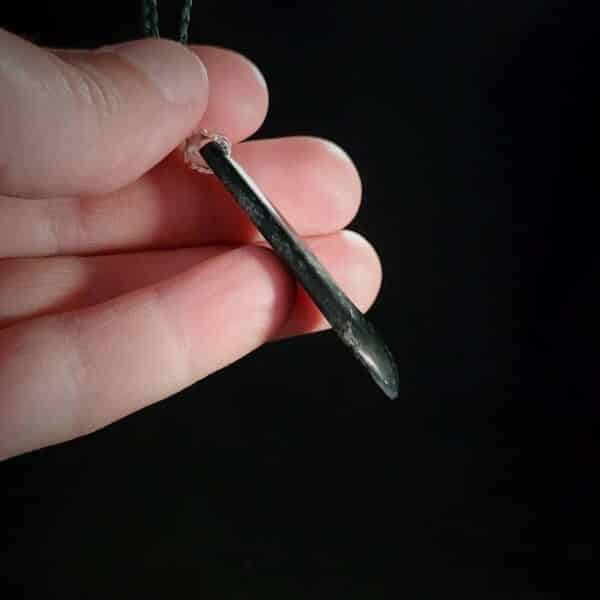 PAU13 Emerald Green Tangiwai Roimata with clasp, pounamu, taonga (1) PAU13 Emerald Green Tangiwai Roimata with clasp, pounamu, taonga (1)