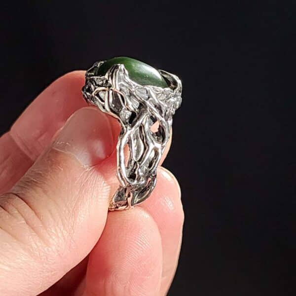 ring, silver, pounamu, veins, vines, organic, live, jade, taonga (8) ring, silver, pounamu, veins, vines, organic, live, jade, taonga (8)