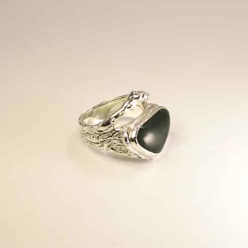 Kawakawa Pounamu Silver Ring